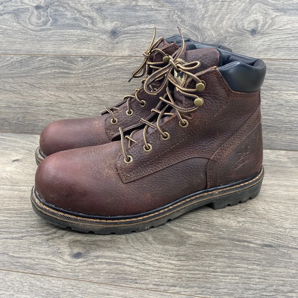 Irish Setter 83604 Work Boots Mens 8 Brown Leather Safety Toe EH Rated Rugged